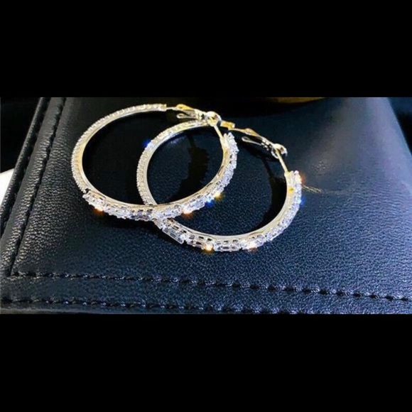 New  Hoop Earrings Women 925  Jewelry - Picture 2 of 2